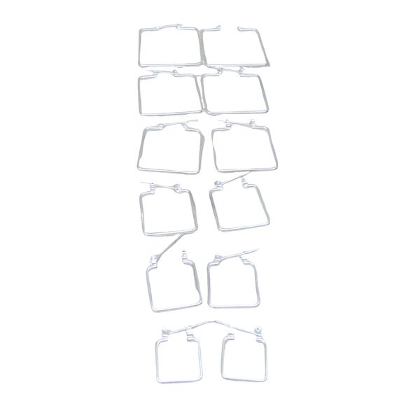 Silver Toned Square Earrings Women Leverback Set of 6 Fashion Earrings MultiSize - Picture 3 of 10